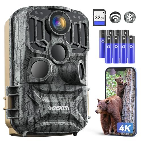 DEATTI Trail Camera 48MP 4K Game Camera with 8 Batteries...