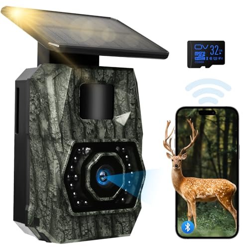 MAXDONE Solar Trail Camera WiFi Bluetooth, 48MP 30fps Game...
