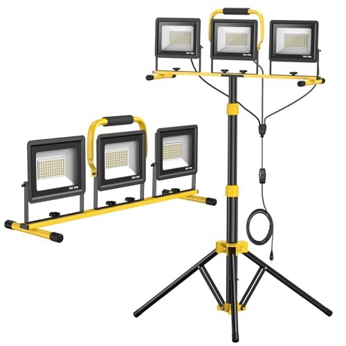 Upgraded LED Work Lights with Stand, 21000 Lumen, 3-Head...