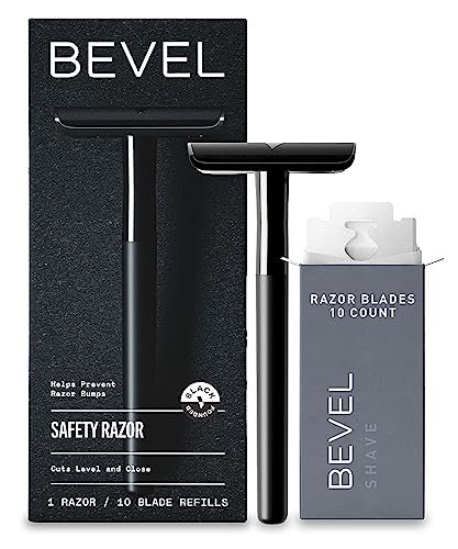 Bevel Safety Razor with Brass Weighted Handle and 10...