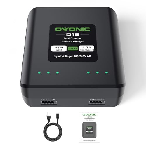 OVONIC D15 Dual LiPo Battery Charger AC 15W 1.2A for...