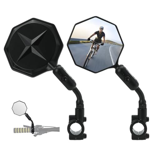 SHEJISI Bike Mirror, 2 pcs Bike Mirror Handlebar...