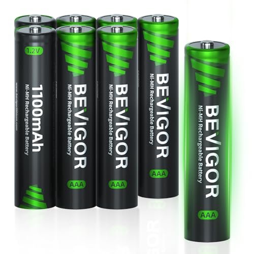 BEVIGOR Rechargeable AAA Batteries, 1100 mAh High Capacity,...
