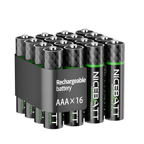 NICEBATT Rechargeable AAA Batteries 1100mAh, Premium NiMH...