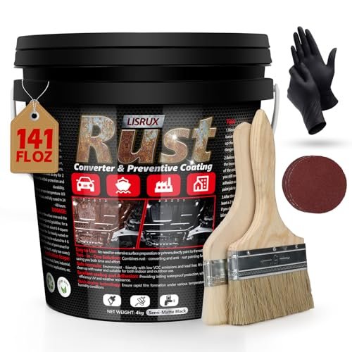 LISRUX Rust Converter & Metal Primer, 141 Fl Oz Black...