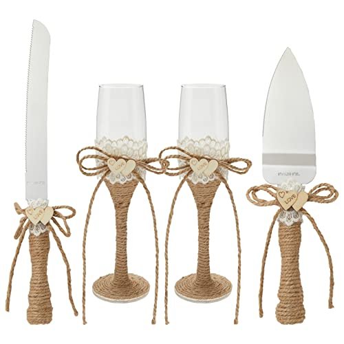 Juvale Wedding Decor Rustic Cake Knife & Server Set with...