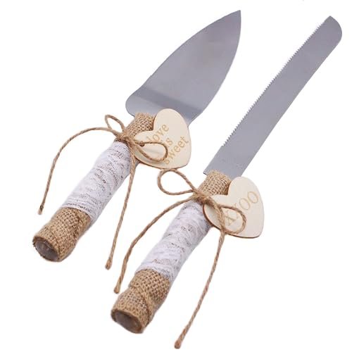 SWTOOL Wedding Cake Knife and Server Set Rustic Style...