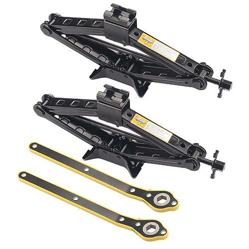 2 Set 2 Ton Scissor Jack for Car, with Hand...