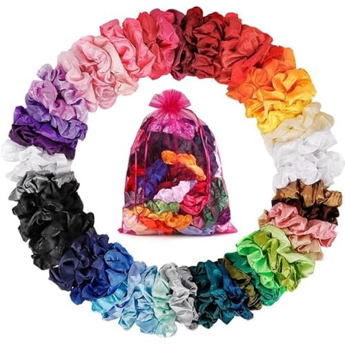 ADRIONE Satin Scrunchies for Women & Girls - 60 Pack...