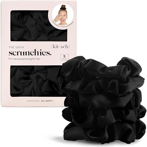 Kitsch Satin Scrunchies for Women – No Crease Hair Ties...