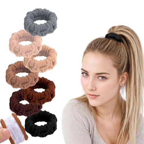 Vrose Flosi Hair Scrunchies For Women's Hair Black Seamless...