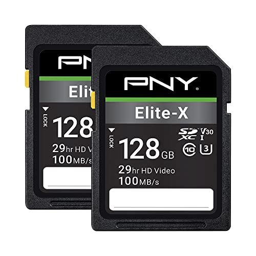 PNY 128GB Elite-X Class 10 U3 V30 SDXC Flash Memory...