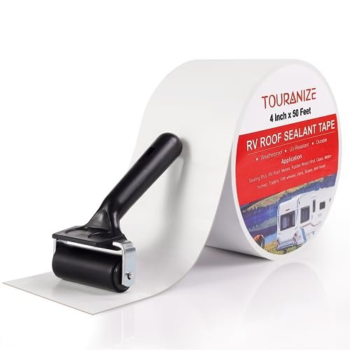 Touranize RV Roof Tape with Rubber Roller, 4 Inch x...