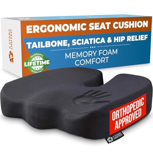 5 STARS UNITED Seat Cushion for Tailbone Pain Relief –...