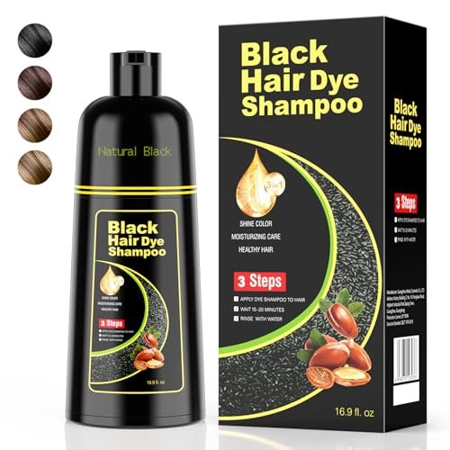 KAISASA Black Hair Dye Shampoo 3 in 1，Argan Herbal Hair...