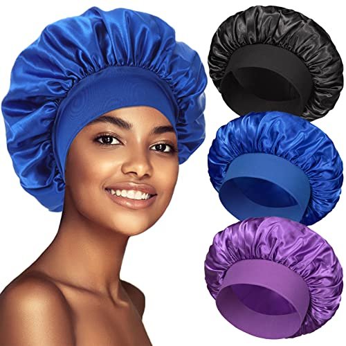 3 Pack Satin Bonnet Silk Hair Bonnet for Sleeping, Sleep...