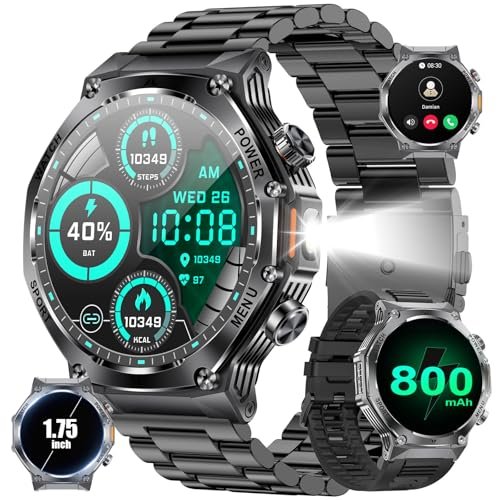 Military Smart Watch for Men,800mAh Large Battery/1.75