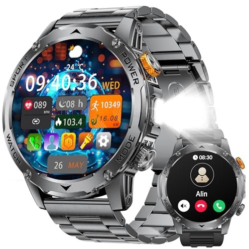 Military Smart Watches 1000 mAh Battery/Flashlight,1.75''...
