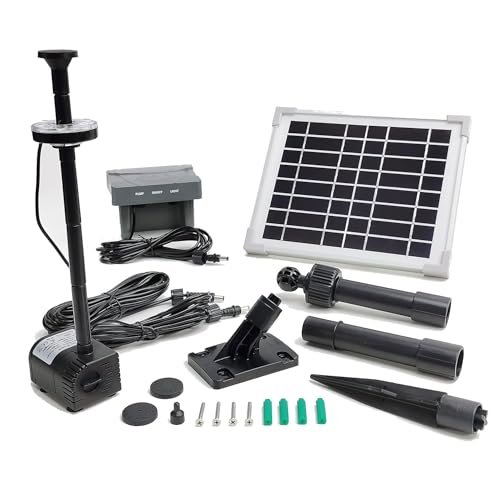 Solar Water Pump with Backup Battery and Fountain Lights...