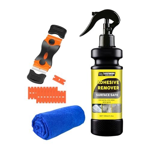 LUXFINISH Adhesive Remover Spray with Scraper & Towel -...