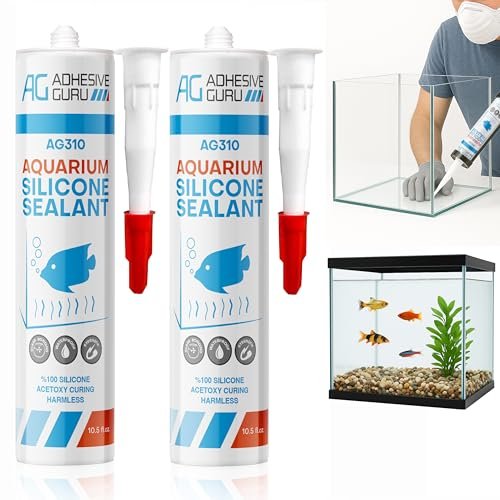 Aquarium Silicone Sealant Clear (2x10.5 floz) 100%...
