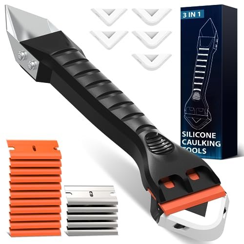 Silicone Caulking Tool Kit 3-in-1: Grout Sealant Remover...
