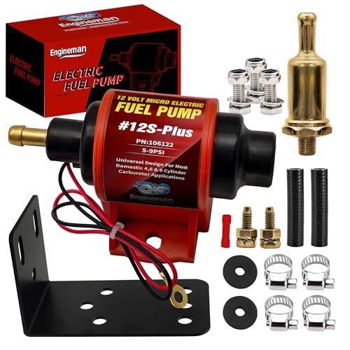 ENGINEMAN Universal 12 Volt Electric Fuel Pump 5-9 PSI,...