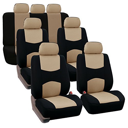 FH Group Flat Cloth Full Set Car Seat Covers Three...