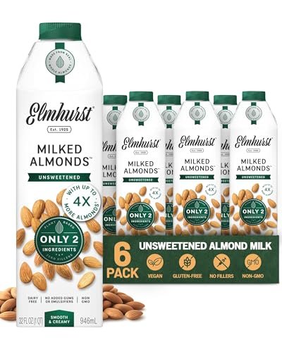 Elmhurst 1925 Unsweetened Almond Milk - 32 Ounce (Pack of...