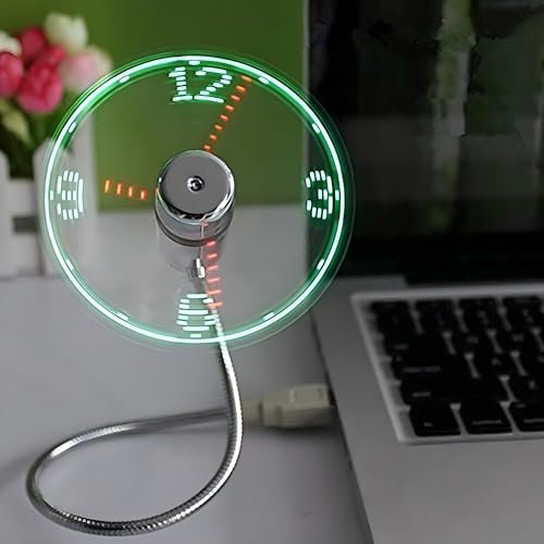 ONXE LED USB Clock Fan with Real Time Display...