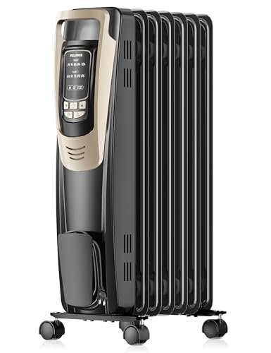 PELONIS Champagne Oil Filled Radiator Heater with Remote...