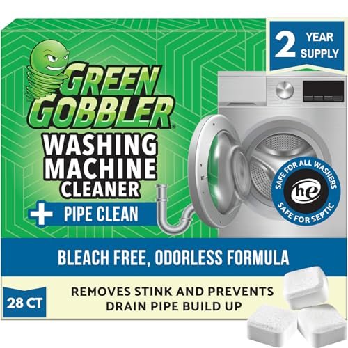 Green Gobbler Washing Machine Cleaner Tablets with Pipe...