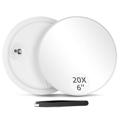 20X Magnifying Mirror and Tweezers Kit, 6 Inch Round...