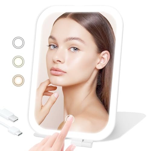 TREASO Travel Makeup Mirror, Portable Mirror with 3...