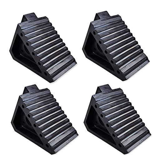 HOXWELL Solid Heavy Duty Rubber Wheel Chocks 4 Packs,...