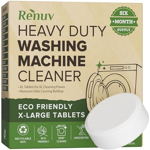 Renuv Heavy Duty Washing Machine Cleaner Descaler Tablets -...
