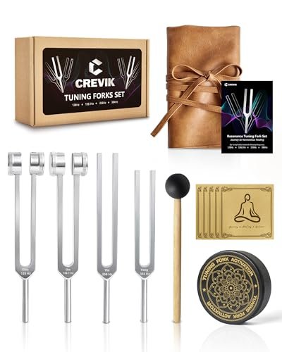 CREVIK Tuning Forks for Healing Set - 128Hz, 136.1Hz,...