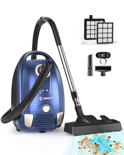 Bagged Canister Vacuum Cleaner,1400W Powerful High-Suction...
