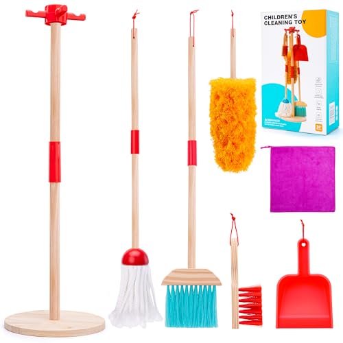 Meland Kids Cleaning Set - 8Pcs Toddler Broom and Toy...