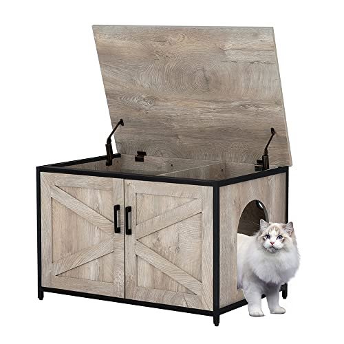 unipaws Top Opening Cat Litter Box Enclosure, Flip Top XL...