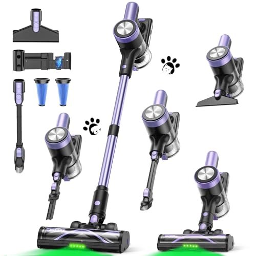 Cordless Vacuum Cleaner, 46KPa/500W Stick Vacuum with 55...