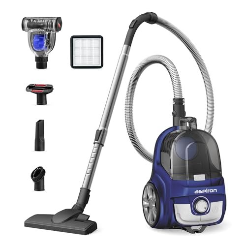 Aspiron Canister Vacuum, Upgraded 1600W Bagless Canister...