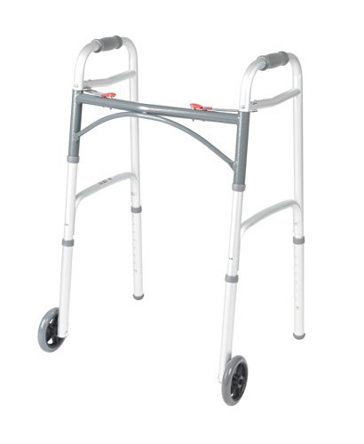 Drive Medical 10210-1 2-Button Folding Walker with Wheels,...