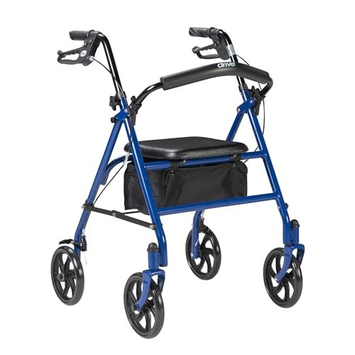 Drive Medical 10257BL-1 4 Wheel Rollator Walker With Seat,...