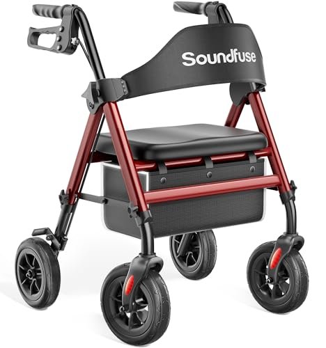 Soundfuse Rollator Walkers for Seniors with Seat, Foldable...
