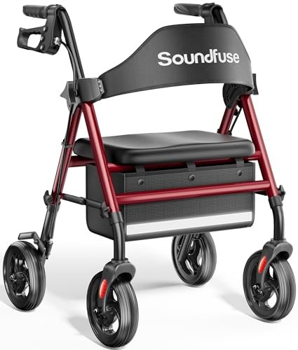 Soundfuse Rollator Walkers with Seat for Seniors, Foldable...
