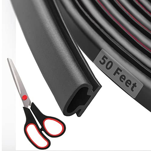 50 Feet D-Shape Rubber Weather Stripping Door Seal Strip,...