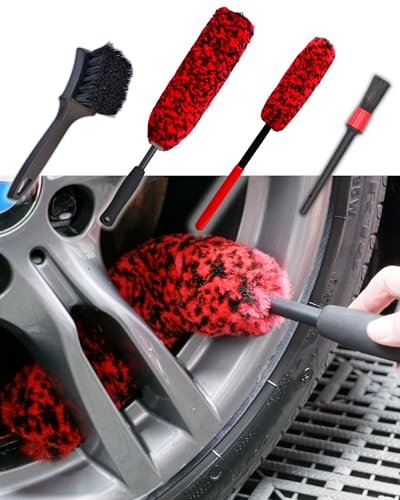 oesee Professional 4 Pack Long Handle Wheel Brush Kit for...