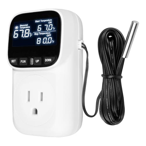 Digital Temperature Controller Thermostat Outlet Plug, 120V...