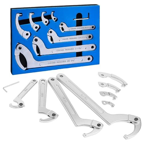 KOOPOOL Adjustable Pin Spanner Wrench Set, 9pcs C Spanner...